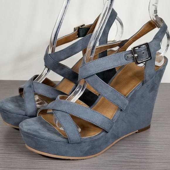 BP Summers Wedge Sandal, Blue-Grey, Womens Size 7.5 M - Picture 3 of 12